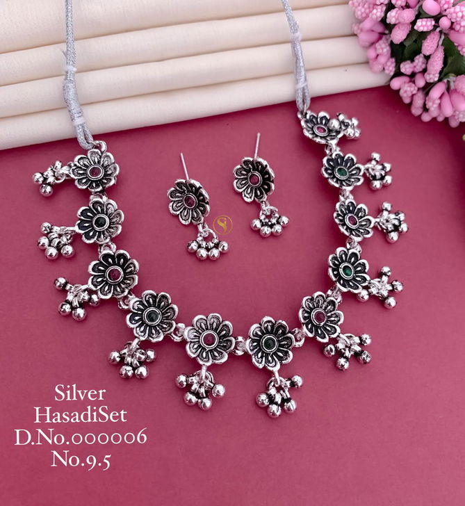 Navratri Special Oxidised Ornaments Silver Hasadi Set Wholesale Shop In Surat
